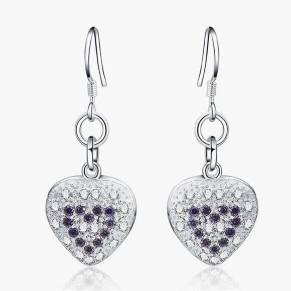The Dangling Puff Heart earrings in 925 and cubic zirconia - Picture 1 of 7